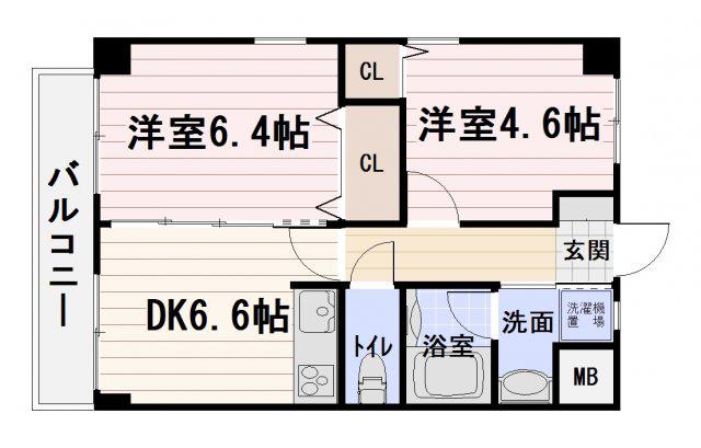 カサデピナール(2DK/5階)の間取り写真