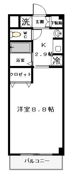 アベニール梶ヶ谷(1K/2階)の間取り写真