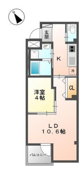 ルリアンソール(1LDK/2階)の間取り写真