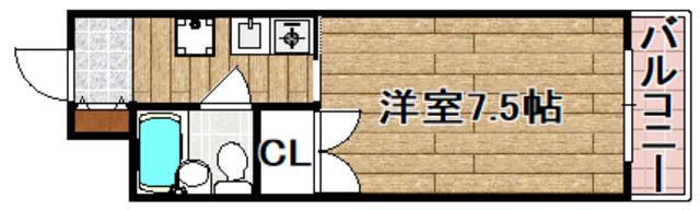 ハイツ沢良木(1K/3階)の間取り写真