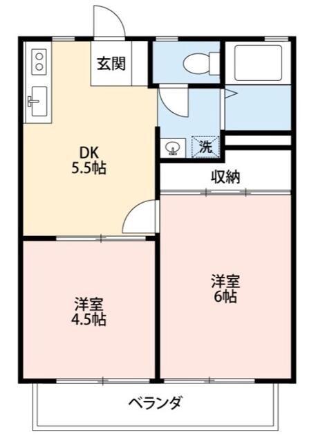 ロイヤルハイツB(2DK/1階)の間取り写真