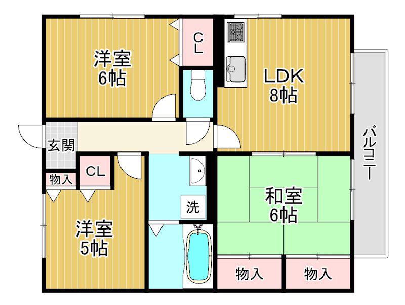 タナベマンションPARTIII(3LDK/2階)の間取り写真