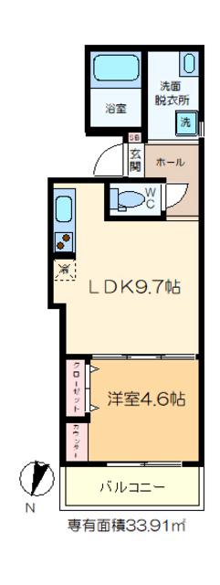 ムーンライズ(1LDK/3階)の間取り写真