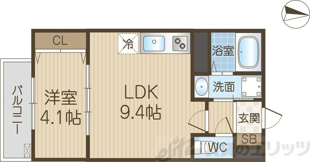 アート茨木(1LDK/1階)の間取り写真