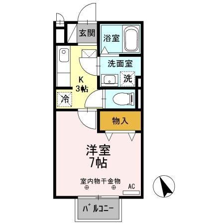 サンシティ スズイ E(1K/1階)の間取り写真