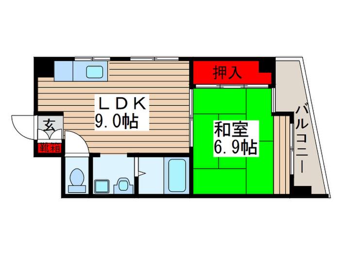 関寅ビル(1LDK/7階)の間取り写真