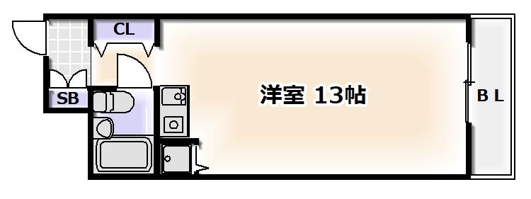 ライオンズマンション難波南第2(ワンルーム/2階)の間取り写真