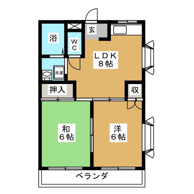 ハイツ瑞穂(2LDK/3階)の間取り写真