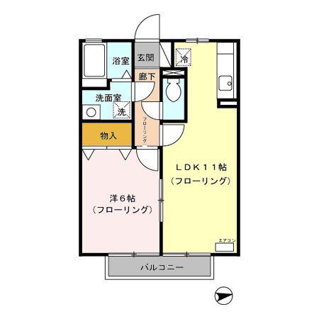 グリーンスクエア(1LDK/1階)の間取り写真