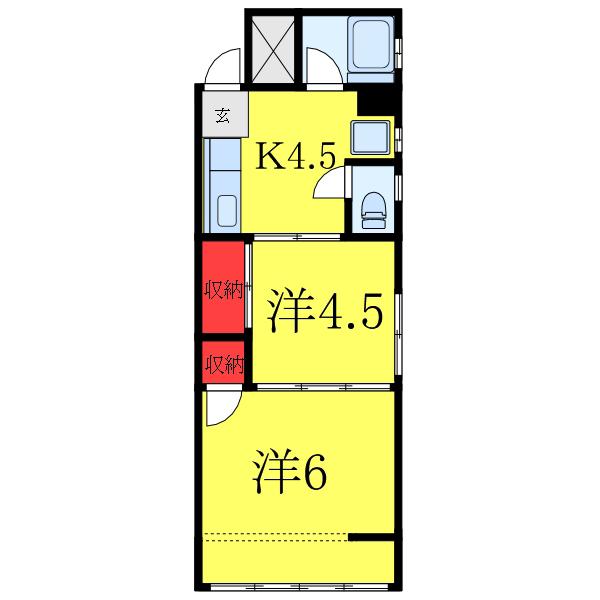 飯田ビル(2K/3階)の間取り写真