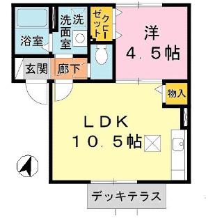 ラフィーネ松ヶ丘(1LDK/1階)の間取り写真