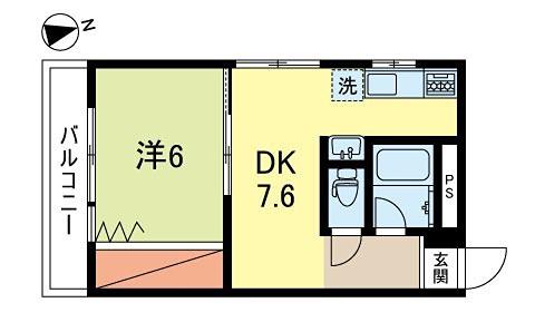 フラット愛真(1DK/3階)の間取り写真
