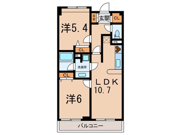 ヒルレジデンス大崎(2LDK/2階)の間取り写真