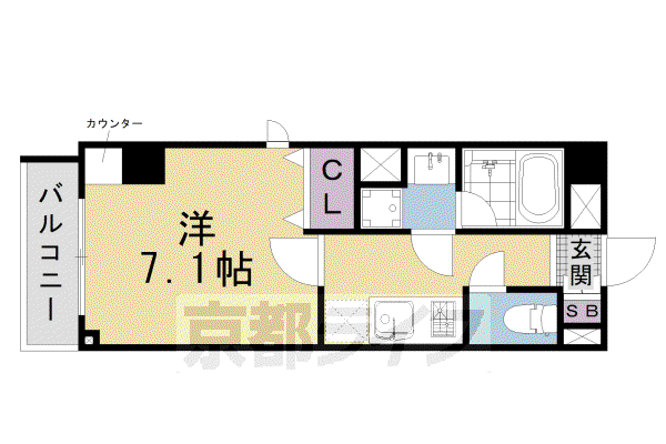 アスヴェル京都東寺前II(1K/2階)の間取り写真