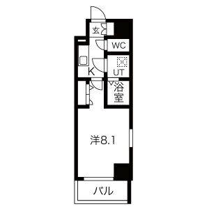 エスリード上前津LIVIA(1K/5階)の間取り写真