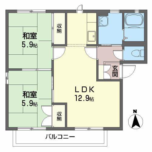 パーク荒井A(2LDK/2階)の間取り写真