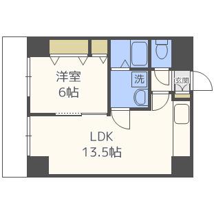 グランデージ新深江(1LDK/6階)の間取り写真