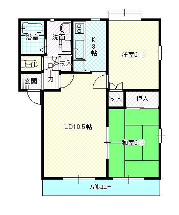 ル・クリオネ(2LDK/2階)の間取り写真