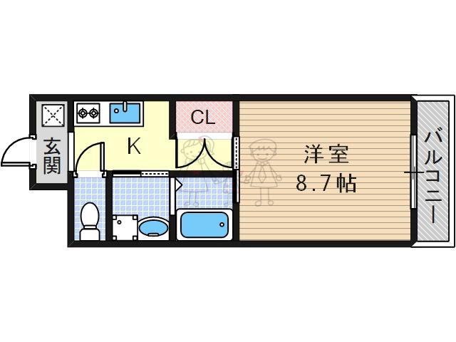 イセハイツ(1K/4階)の間取り写真