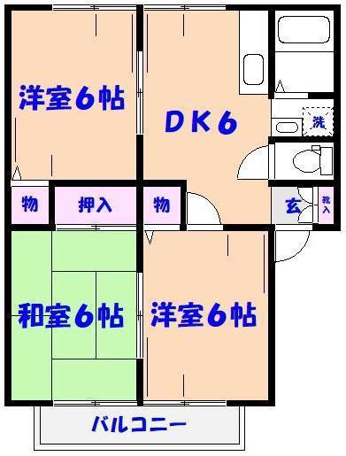 サンライズ・サンビレッジC(3DK/2階)の間取り写真