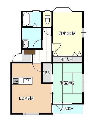 グレース平野A(2LDK/2階)の間取り写真