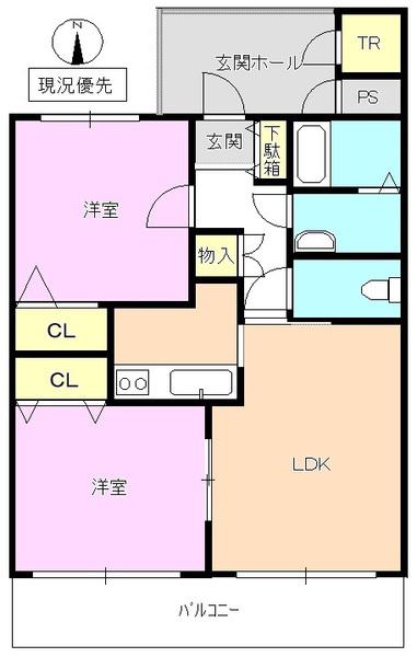 ラトナ東口ビル(2LDK/7階)の間取り写真