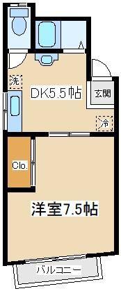 前田荘(1DK/2階)の間取り写真