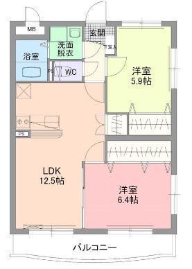 ジュエルSK(2LDK/2階)の間取り写真