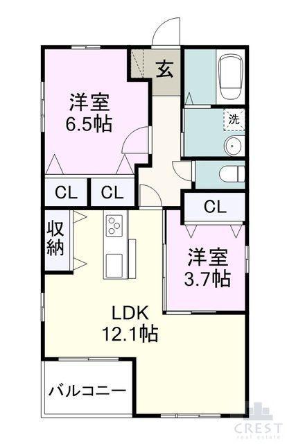 ウィズハイム幕山(2LDK/2階)の間取り写真