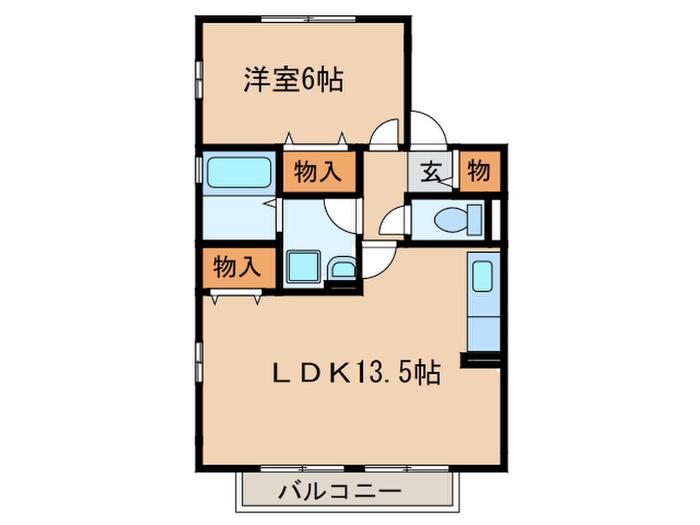 サンフィールドB(1LDK/1階)の間取り写真