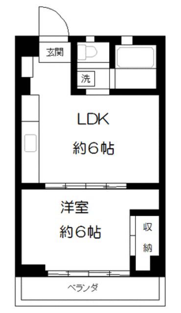 西新宿マンション(1LDK/1階)の間取り写真