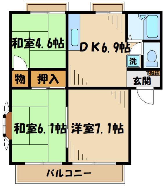 ビレッジハイム(3DK/2階)の間取り写真