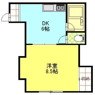 ロマンシャンゼリーゼII(1DK/1階)の間取り写真