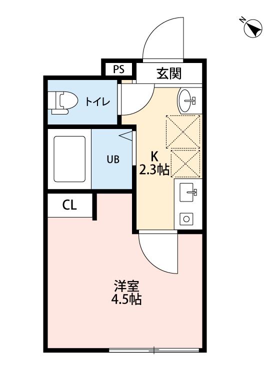 ホワイトパレット品川二葉I(1K/2階)の間取り写真