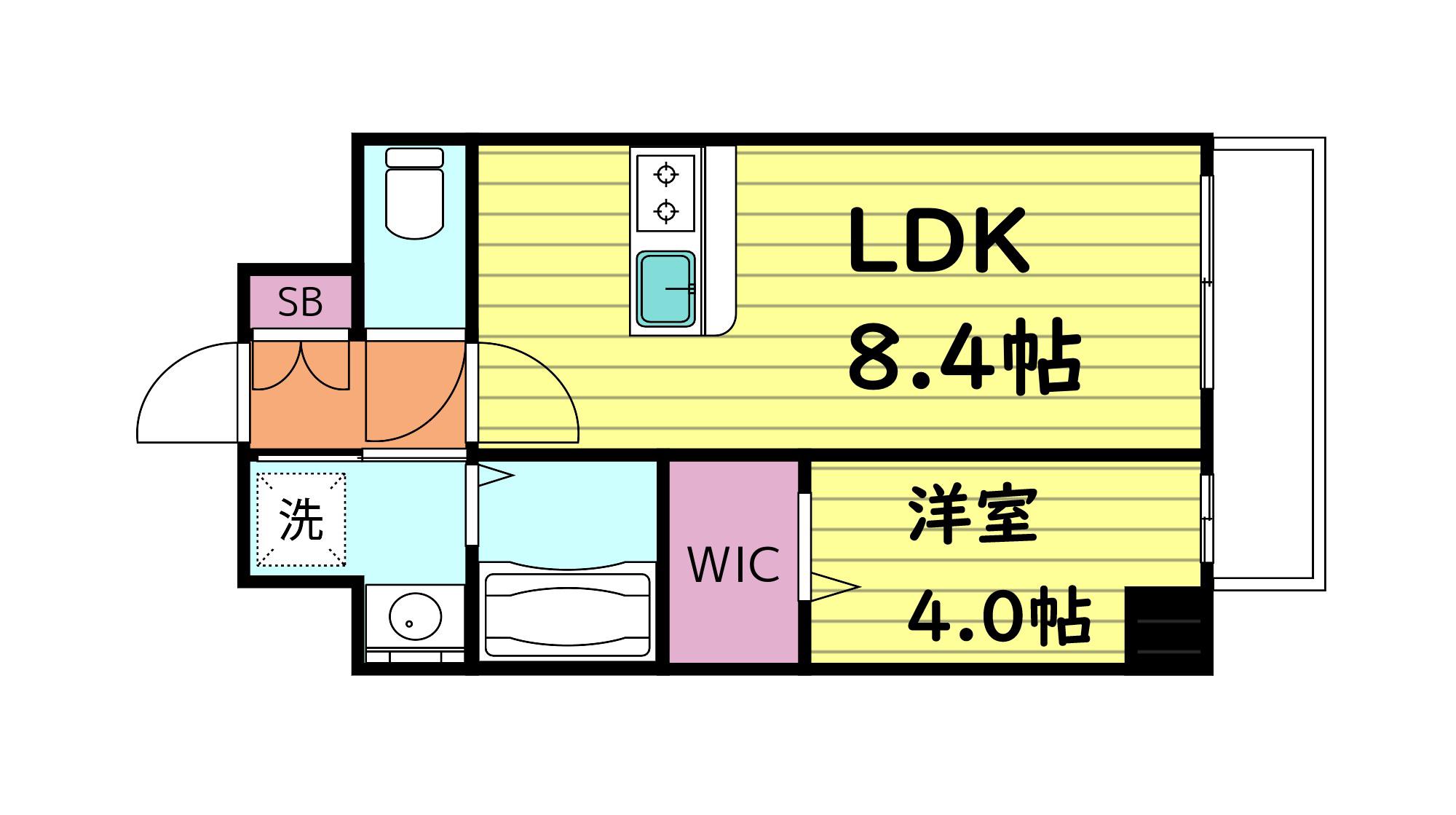 プレサンスOSAKA東中本エシデル(1LDK/14階)の間取り写真