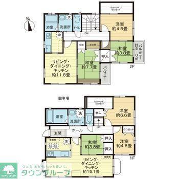 世田谷区奥沢8丁目戸建て(6LDK/1階)の間取り写真