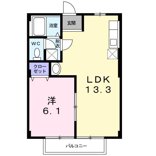 ロイヤルヒルズ(1LDK/2階)の間取り写真