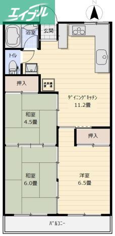 プランドール(3LDK/1階)の間取り写真