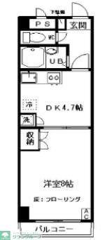 レジデンスクラモト(1DK/4階)の間取り写真