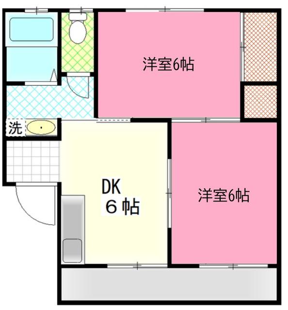 晃ハイツ(2DK/2階)の間取り写真