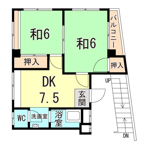 植野マンション(2DK/3階)の間取り写真