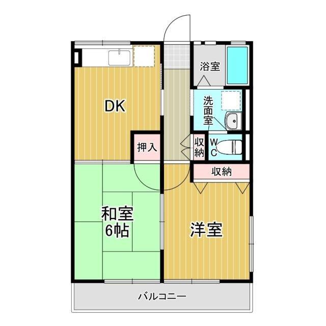 リサービア(2DK/1階)の間取り写真