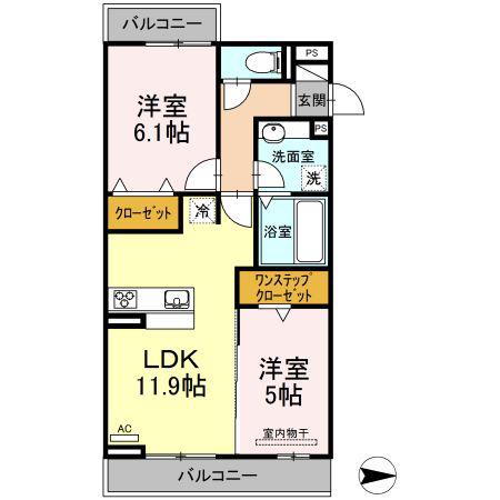 D-グレイス A(2LDK/2階)の間取り写真