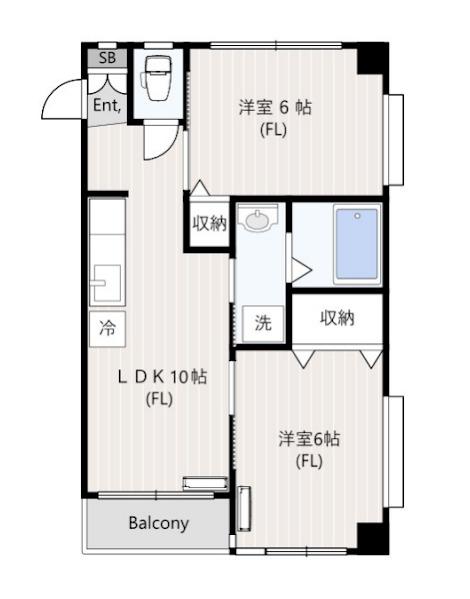 フォーレスト多摩川(2LDK/4階)の間取り写真