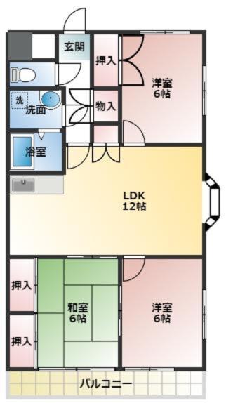ホワイトアンジェ(3LDK/5階)の間取り写真