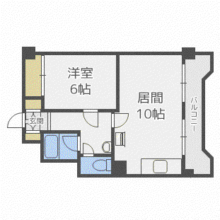 上町パークハイツ(1DK/2階)の間取り写真