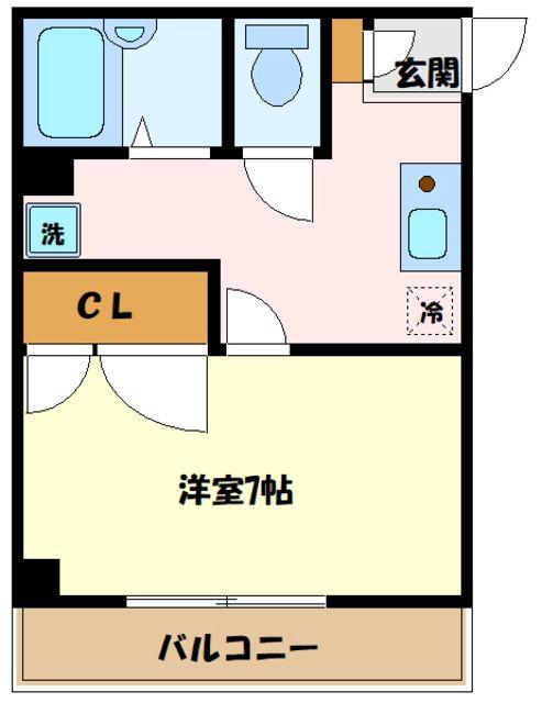ラップウィング(1K/2階)の間取り写真