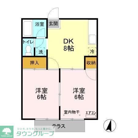 サマックスプラトー(2DK/1階)の間取り写真