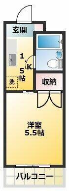 メゾンディエール(1K/3階)の間取り写真