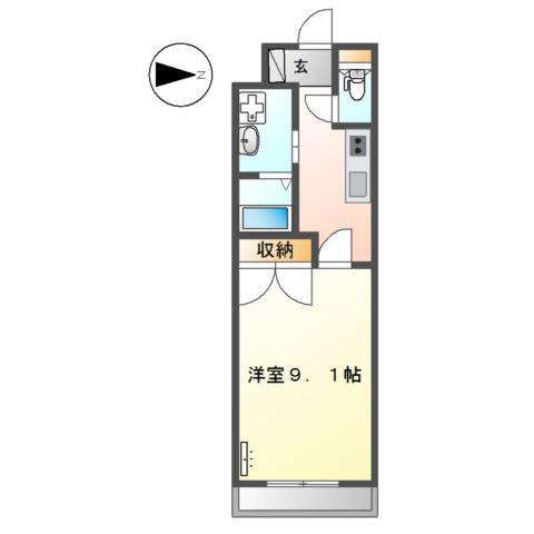 プライムコート(1K/2階)の間取り写真